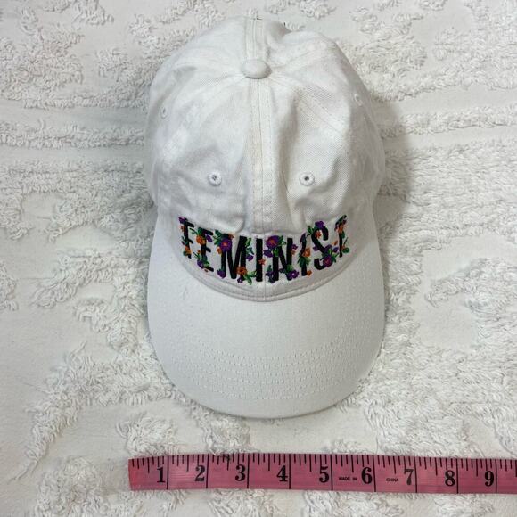 SHE PWR FEMINIST Baseball Cap Hat White Granola Girl Neutral Athleisure Sporty - Picture 5 of 8